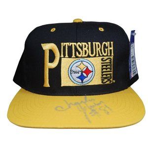 NWT Vintage Pittsburgh Steelers Drew Pearson Snapback Hat Charles Johnson Auto